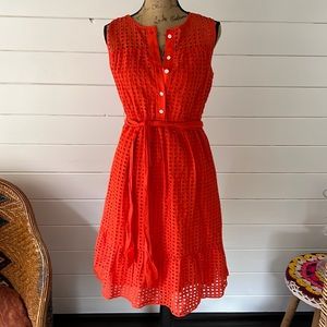 J. Crew Red Eyelet Dress